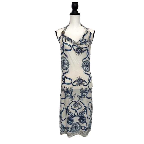 GONE TOMORROW! Roberto Cavalli Blue and White Dress signature Cavalli st… - Picture 1 of 12